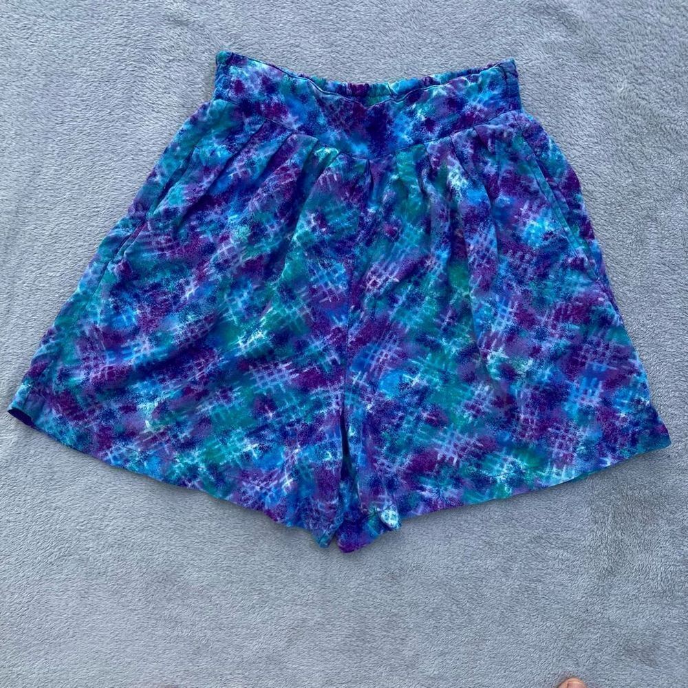 Vintage Blue Teal Purple Tie-Dye Shorts